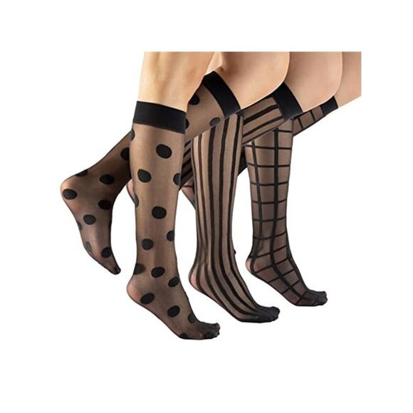 Val Boutique Other - 3 Pairs Women Pop Socks, Sheer Everyday Ankle Socks Pantyhose Multi Desings